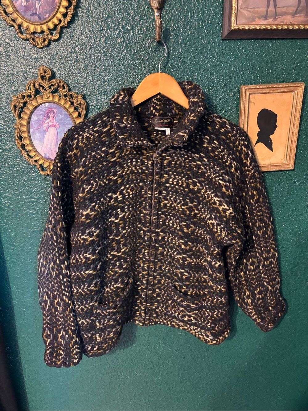 Invisible World Alaska Handknit Wool Zip Jacket Women’s Medium 100% Wool Nordic
